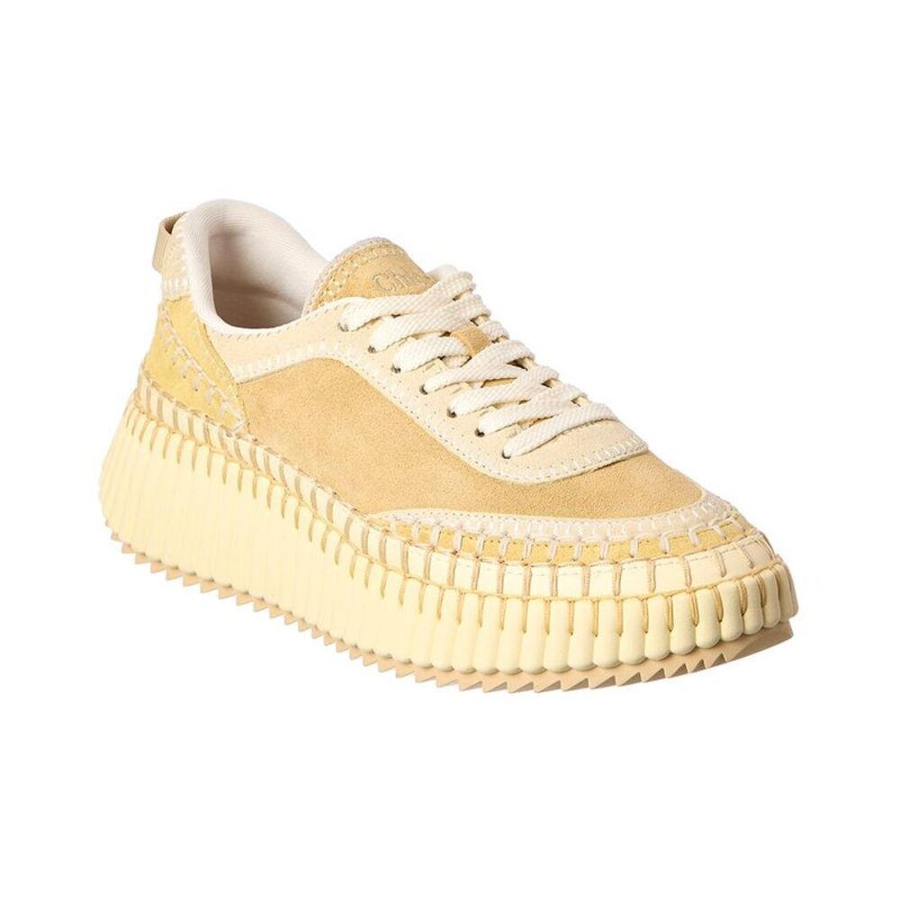 Chloé Nama Leather & Suede Sneaker, Beige